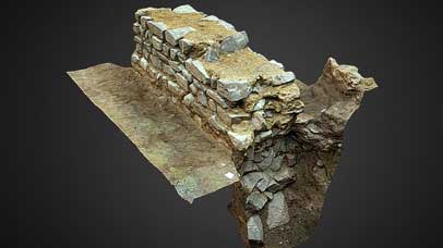 3D model still of a wall.