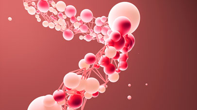 3D close up of DNA strand.