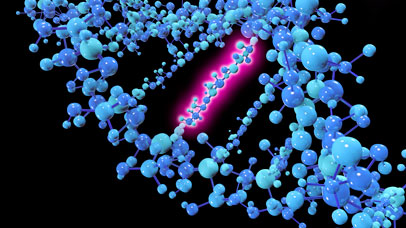 Computer graphic illustration depicting a point mutation.