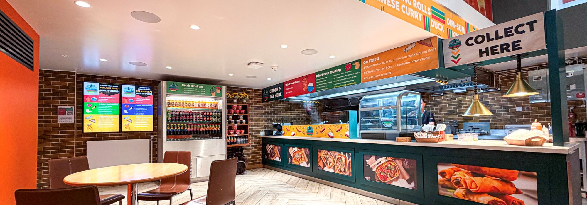 View of Wholesome food customer area and food counter