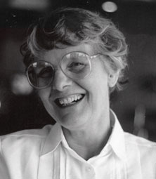 Black and white photograph of Joyce Hulford smiling