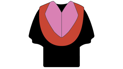 Illustration of master of research graduation gown