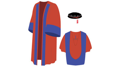 Illustration of doctor of science graduation gown