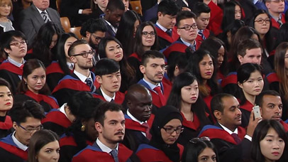 Group of students at graduation ceremony