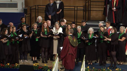 Choir performing at graduation ceremony