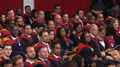 Group of students at graduation ceremony