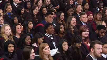 Group of students at graduation ceremony