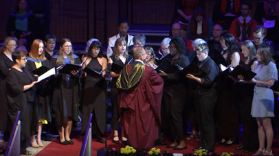 Choir performing at graduation ceremony