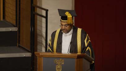 VC Nishan speaking at graduation