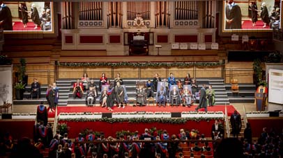 View of the stage at the graduation ceremony