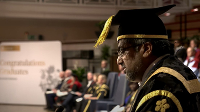 University of Leicester Vice Chancellor addressing Graduates on the wednesday afternoon Graduation ceremony at DeMontfort Hall