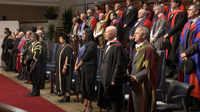 University of Leicester Graduation ceremony, procession look on at the start of the ceremony.