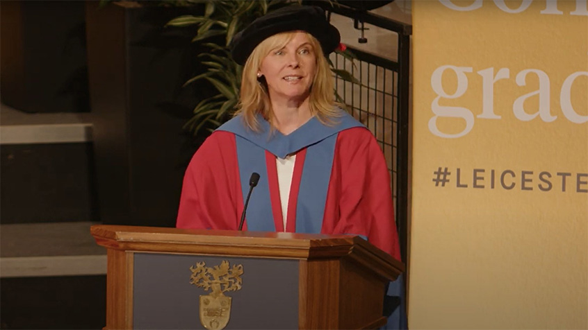 Angela Coxon receiving an Honorary Degree at the University of Leicester