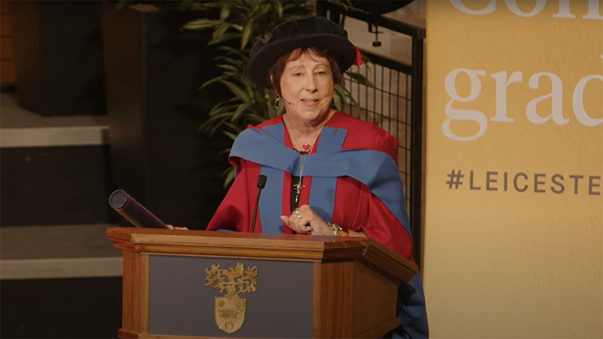 Dr Nicola Fox receiving an Honorary Degree at the University of Leicester