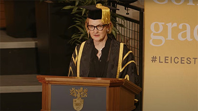 Professor Henrietta O'Connor addressing the graduates at the start of the ceremony