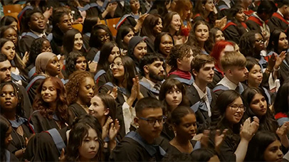 Graduates looking on towards the end of their ceremony,
