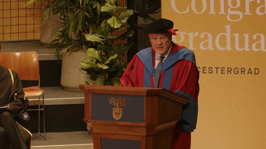 John MacDonald receiving an honorary degree at the University of Leicester