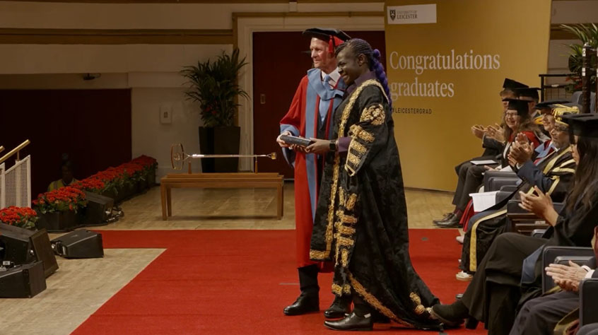 Bryan Williams receiving an honorary degree at the University of Leicester