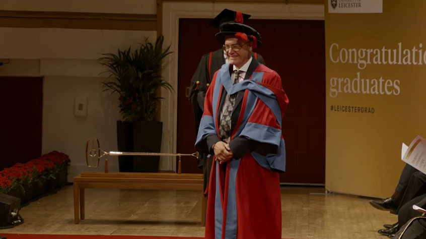 Clive Ruggles receiving an honorary degree at the University of Leicester