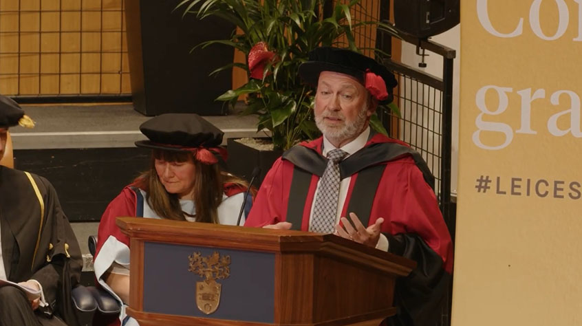 Gary Dixon receiving an honorary degree at the University of Leicester