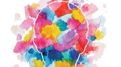 Abstract colourful painting of a head