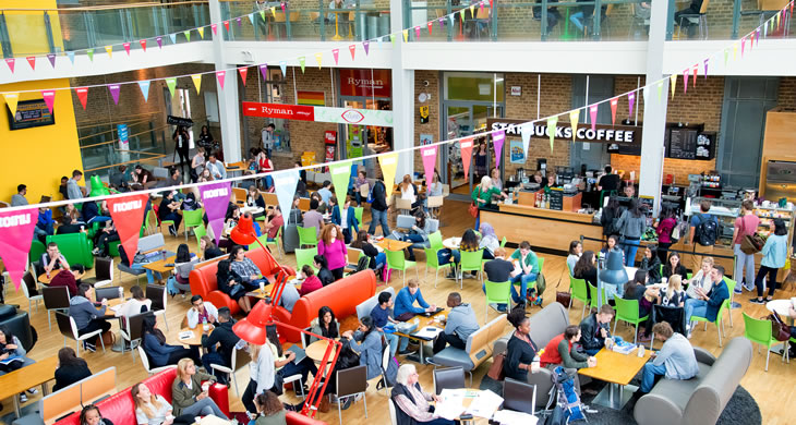 Students in 'the Square' in the Students' Union Building