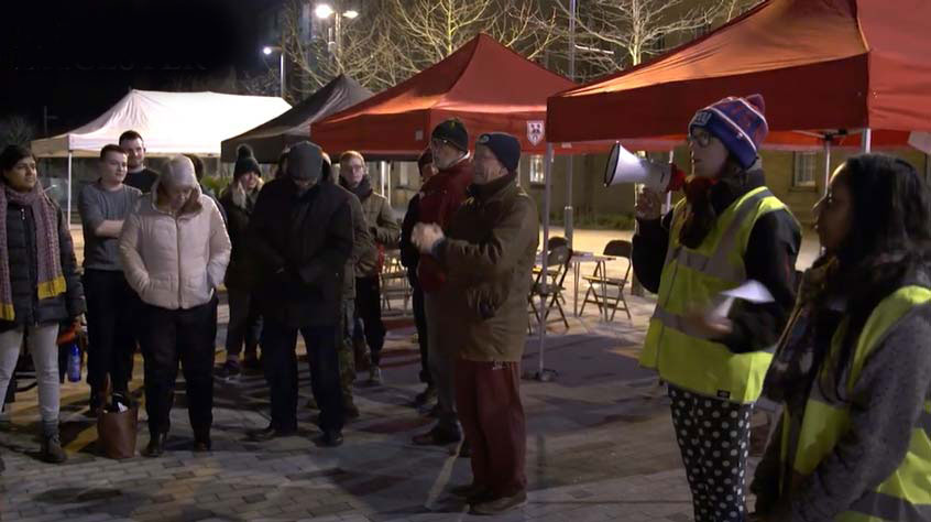 Staff and volunteers at Big Sleep event on Leicester campus.