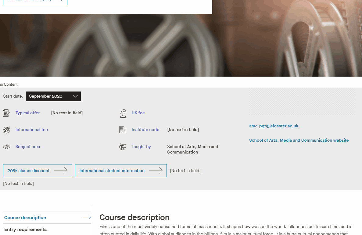 View of the backend of a Content Management System