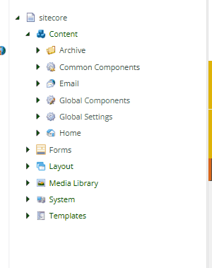 View of the backend of a Content Management System