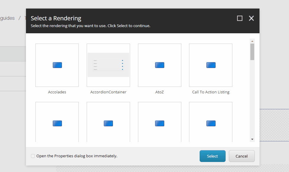 View of the backend of a Content Management System