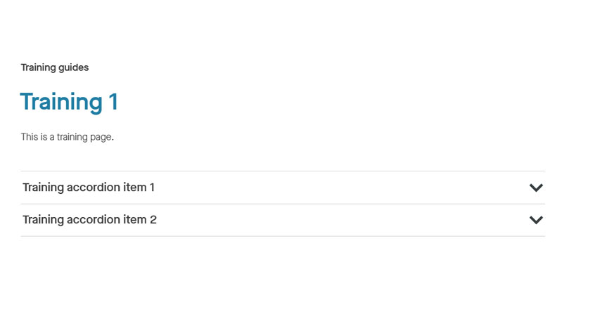View of the frontend of a Content Management System