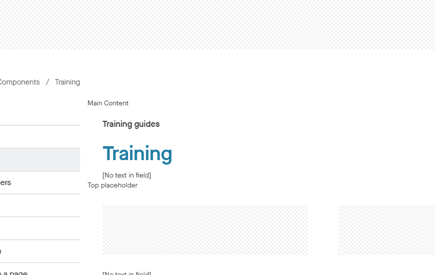 View of the frontend of a Content Management System