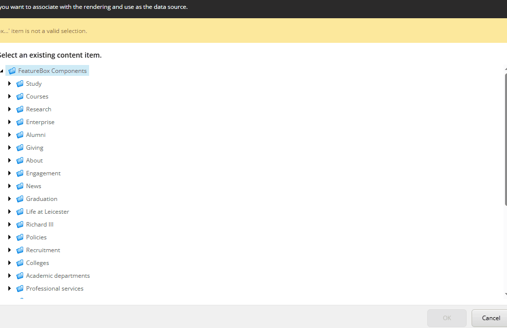 View of the frontend of a Content Management System