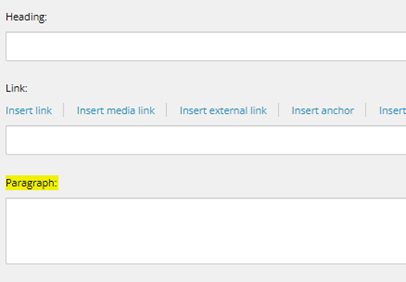 View of the backend of a Content Management System