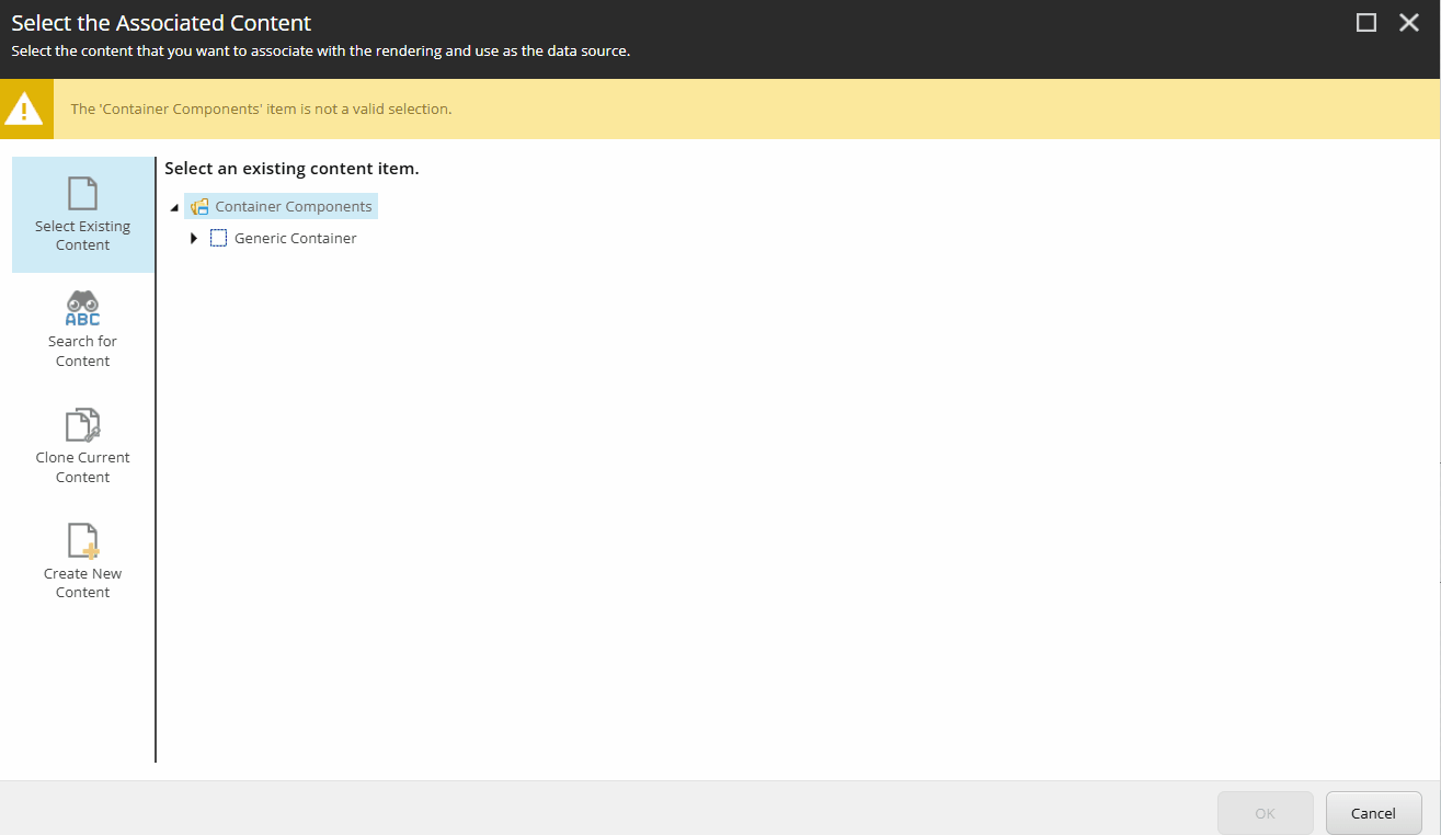 View of the backend of a Content Management System
