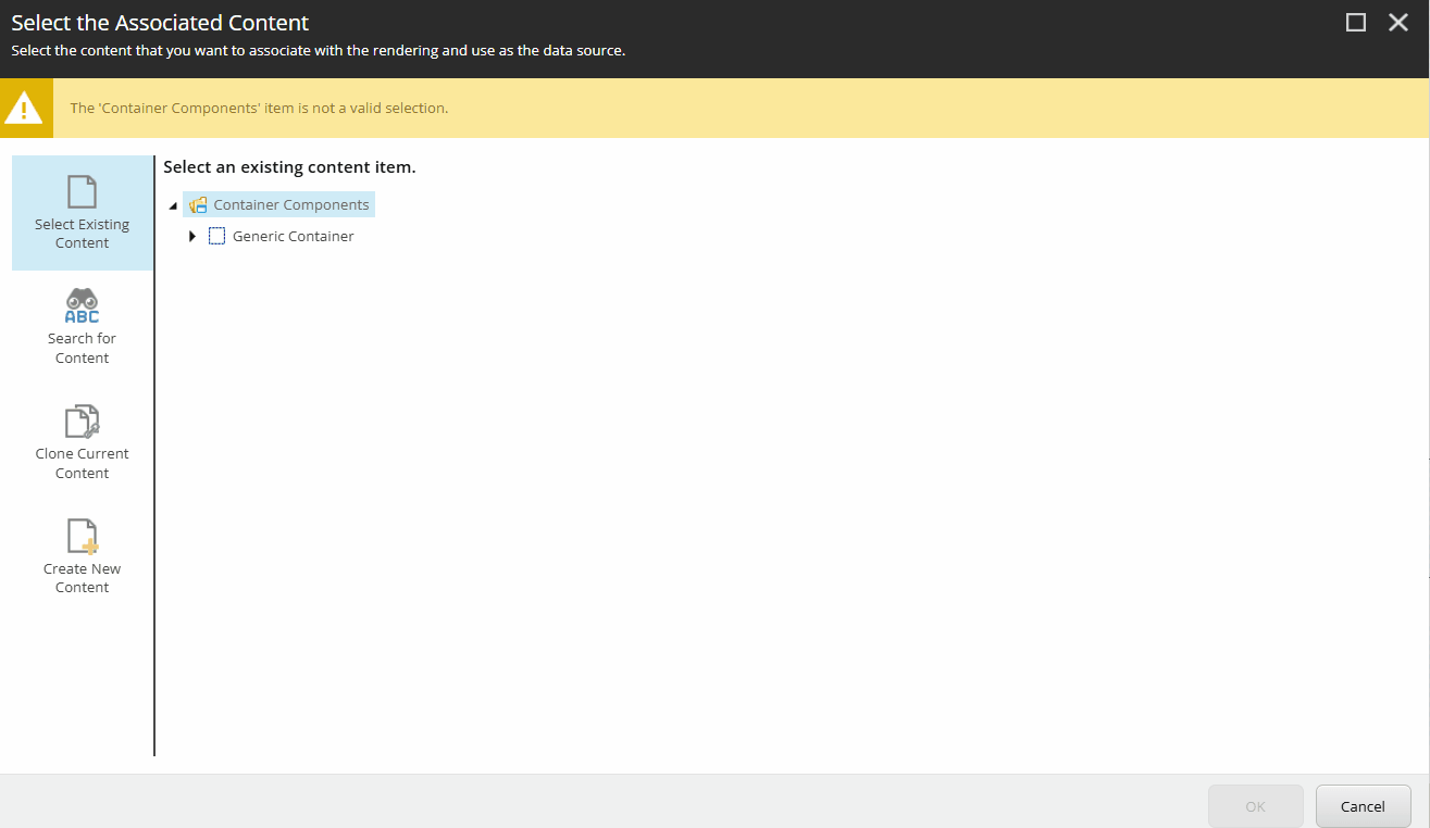 View of the backend of a Content Management System