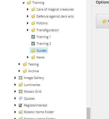 View of the backend of a Content Management System