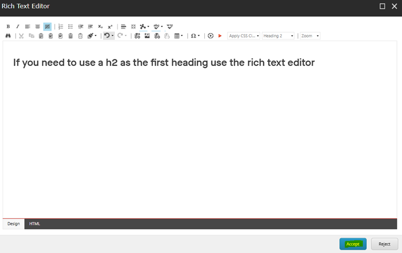 View of the backend of a Content Management System