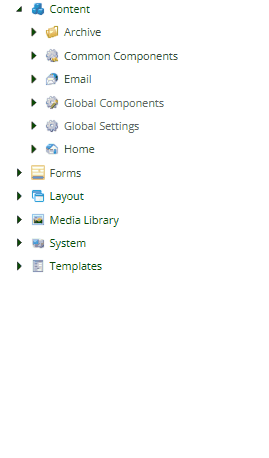 View of the backend of a Content Management System