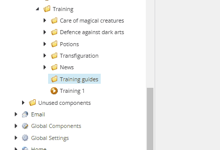 View of the backend of a Content Management System