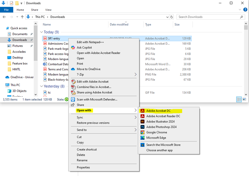 View of the backend of a Content Management System