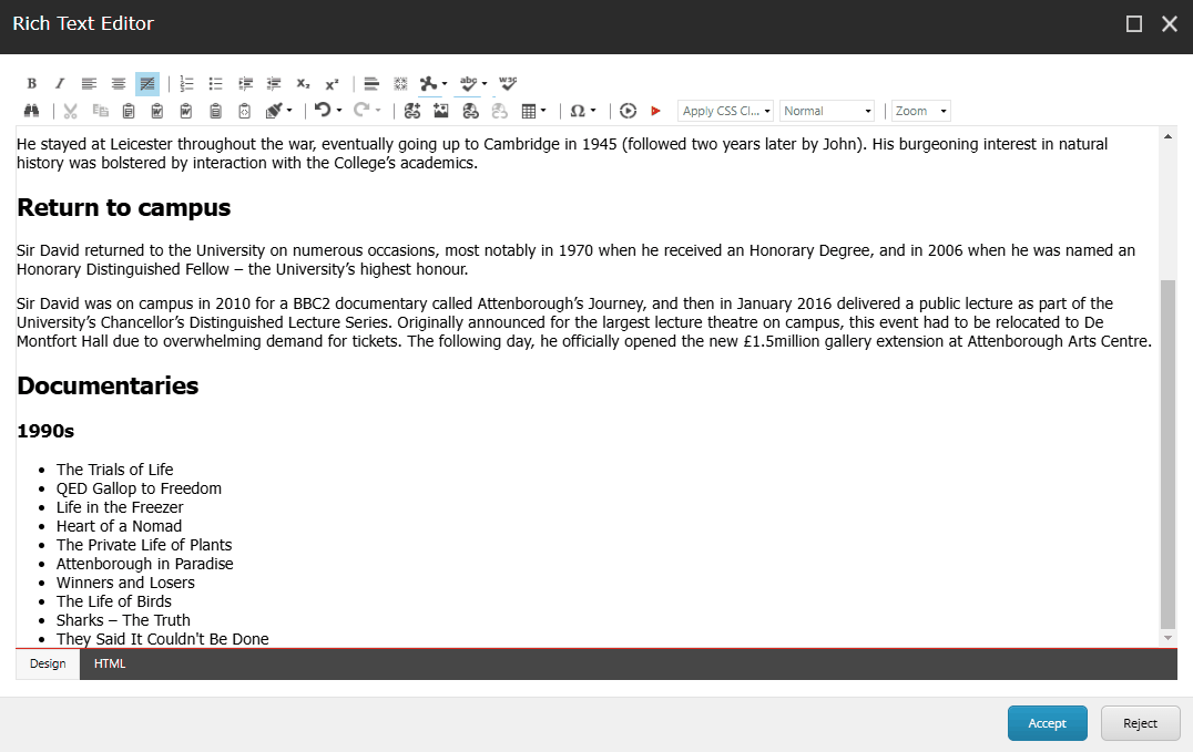 Gif showing how to create an external link in a content management system