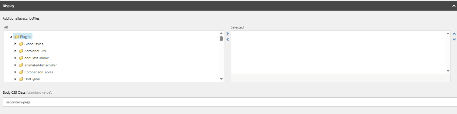 View of the backend of a Content Management System