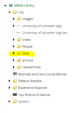 View of the backend of a Content Management System