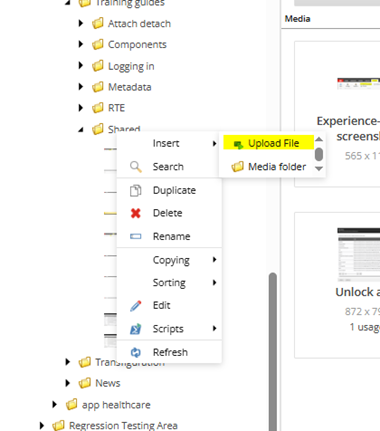 View of the backend of a Content Management System