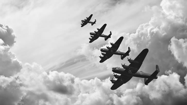 Four Lancaster Bombers in flight