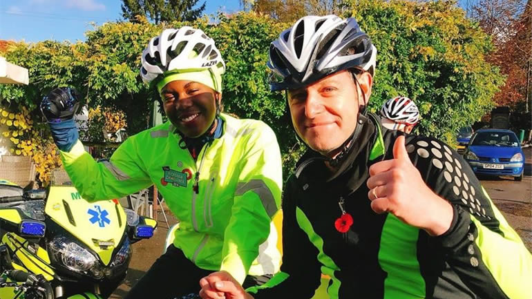 Phoebe Avbulimen with Matt Baker doing the rickshaw challenge