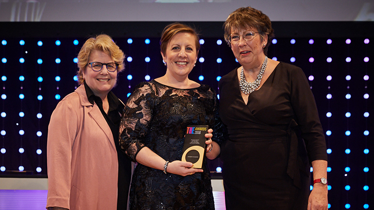 Professor Lisa Smith receives her THE Award for Research Project of the Year: Arts, Humanities and Social Sciences