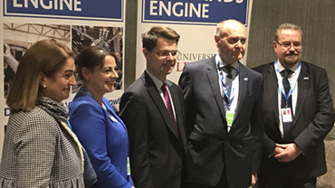 L-R: Maria Machancoses, Director of Midlands Connect; Fiona Piercy, Fiona Piercy, Midlands Engine Programme Director; James Brokenshire MP; Sir John Peace; and Professor Iain Gillespie.