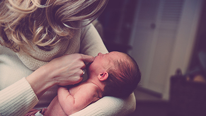 Mother with newborn baby.